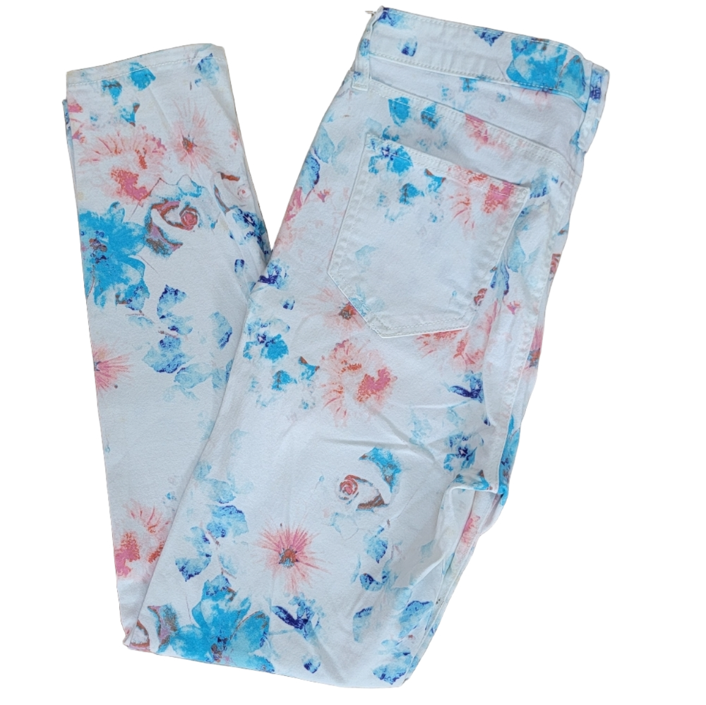 Truth + Theory Floral Print 5 Pocket Women's Denim Jeans Size 10 EUC